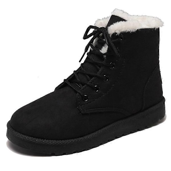 Dam Plus Size Snörning Mocka Ankel Päls Snökängor-xindaren Black 36
