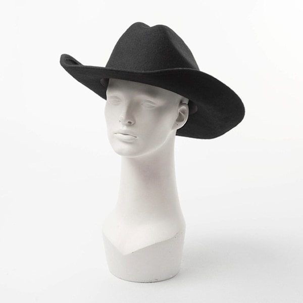 Sinknap Cowboyhatt Ensfarget Vill Unisex Anti-Pilling Komfortabel Kostymefest Tilbehør Filt Rullbar Bredbremmet Cowgirlhatt for Utendørs-Xin Rose Red