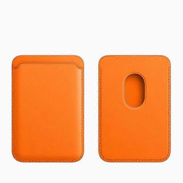 För Magsafe Magnetiskt Läder Kortfack Plånboksfodral för iPhone 14 Pro Max 13 12 11 XS XR X 7 8 Plus Mini Skyddsfodral Tillbehör-Xin Orange