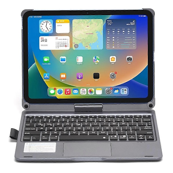 för iPad 10.9 (2022) Trackpad Bakgrundsbelyst Tangentbord med Tablet Fodral-Xin Grey