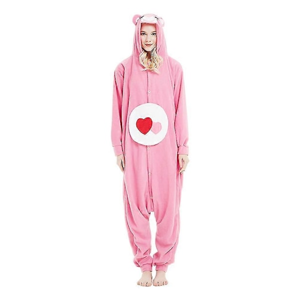 Tegneserie Bjørn Onesie Pyjamas til Voksne - Cosplay Kostume til Halloween - Blødt Fleece Hjemmetøj - Xin Rose red M