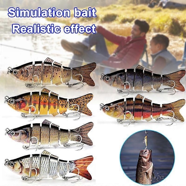 Robot Simbad 10cm Multi-sektion Fiskebete med 6 Krokar, Livsliknande Hårdbete - Xin Y