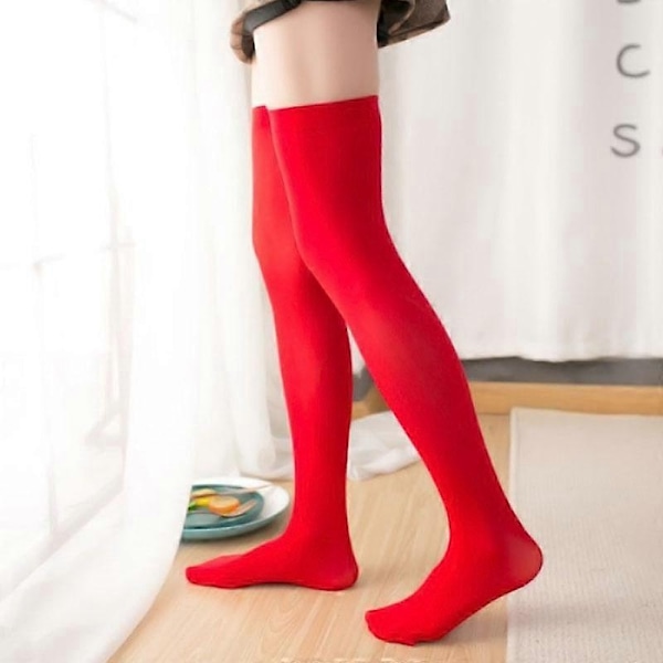 Naisten polven yli ulottuvat läpinäkyvät sukat, liukumattomat samettisukat, reidenkorkuiset makeisväriset sukat, Cosplay-Xin red