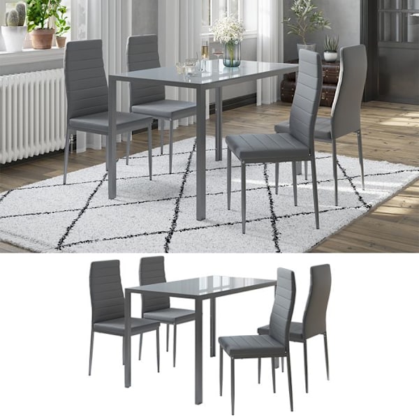 Vicco Stort matbordsset, grått, 120 x 75 cm Set om 4 Grå