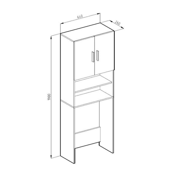 Toilettearmatur, 64x190cm med 2 døre, Sonoma/hvid, Vicco Sonoma/vit