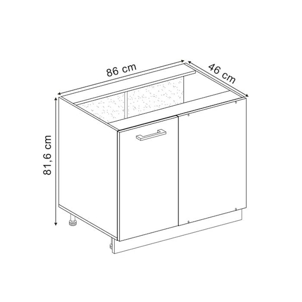 vinkelmøbel R-Line, 86 cm PT Marmor, Blå-grå, Vicco Blågrå, antracit