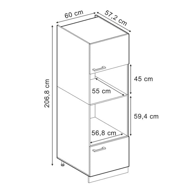 R-Line mikrovågsskåp, 60 cm, Svart betong, Vicco Svart betong, vit