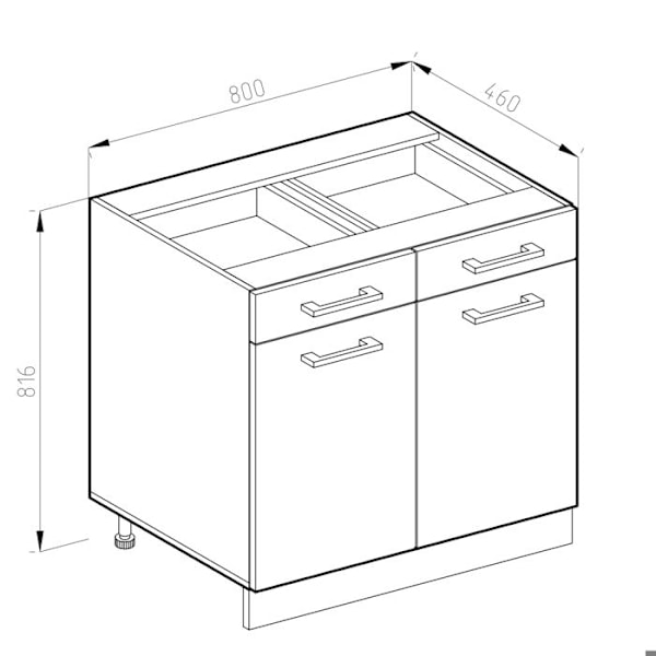 R-Line keittiökalusteet, 80 cm, PT Marble, Harmaa, Vicco Grå Vit