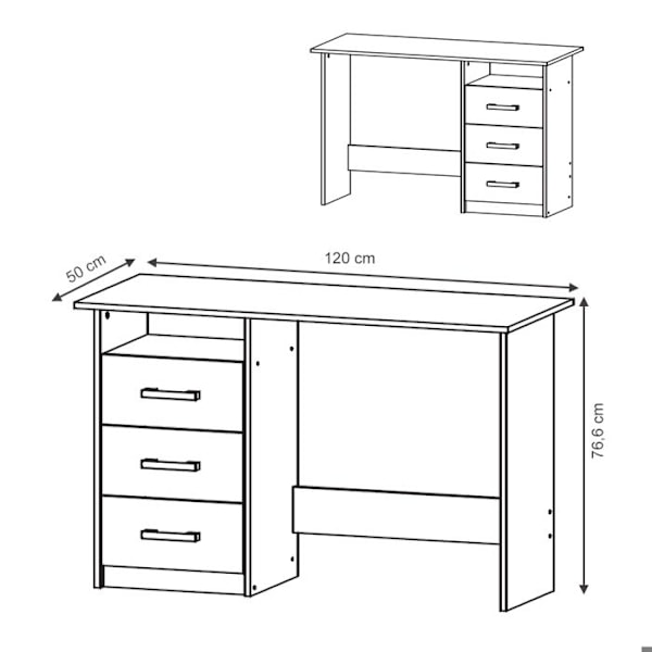 Vicco Meiko skrivbord, Vit, 120 x 50 cm Vit