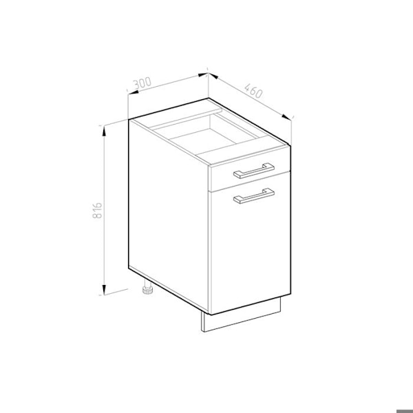 Universal R-Line lavt møbel, 30cm med skuffe, uden PT, Sonoma, Hvid, Vicco Sonoma, vit