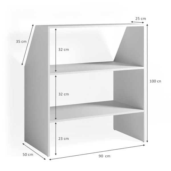 Børnebibliotek, 90x100cm, Hvid, Hvid, Vicco Vit, Vit