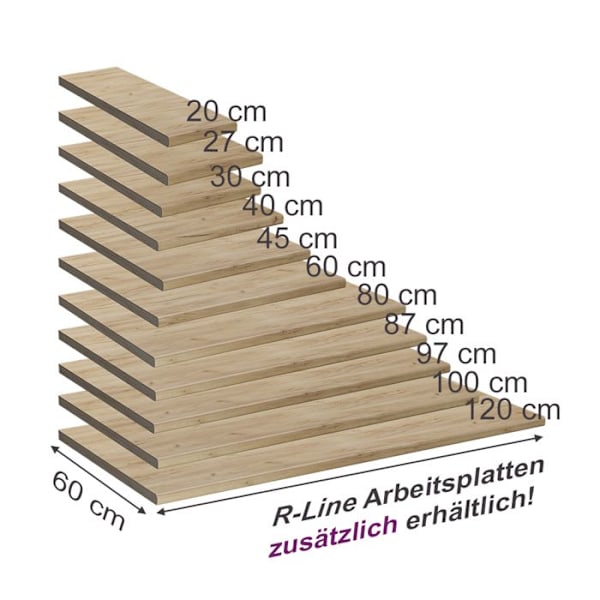 Vicco R-Line köksbänkskiva, guldhållfast ek, 45 cm Gyllene kraft ek