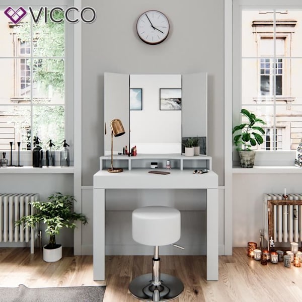 VICCO Nora White sminkbord med pall Vit