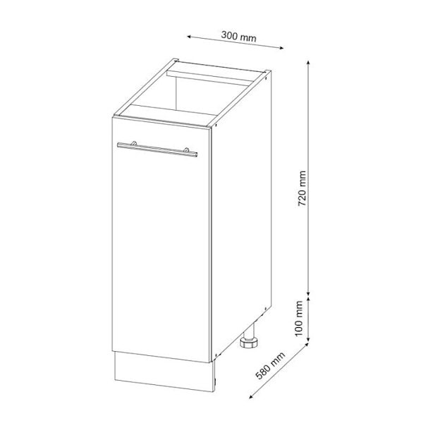 Køkkenmøbel Fame-Line, 30 cm, PT Antracit, Sort egetræ, Vicco