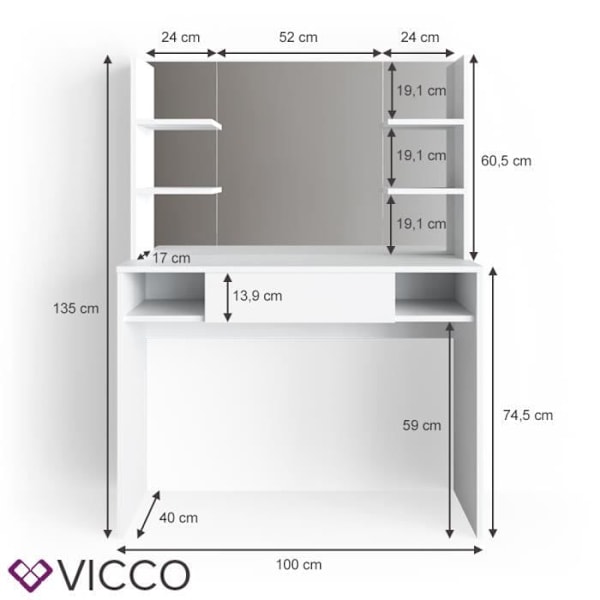 VICCO sminkbord Daenerys White