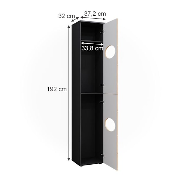 Armoire à linge Irma, 32x192cm, Anthracite/lys, Vicco Antracit/gyllene ek