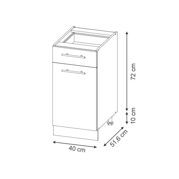 Fame-Line köksmöbler, 40cm utan bänkskiva, Ekpanel, Vit, Vicco Ekpanel, Vit