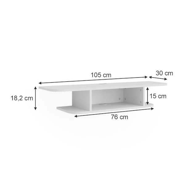 TV-møbel Lorio, 105x18.2cm åbne rum, Hvid, Vicco Vit