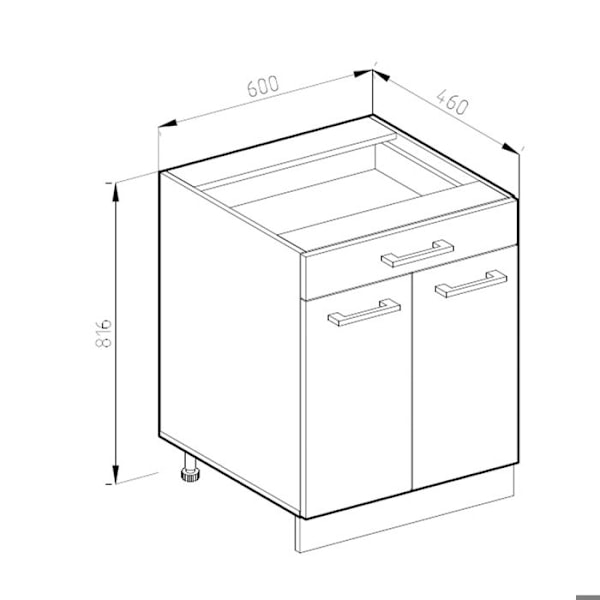 Vicco R-Line universell basenhet, Betong, 60 cm med lådor Betong, vit