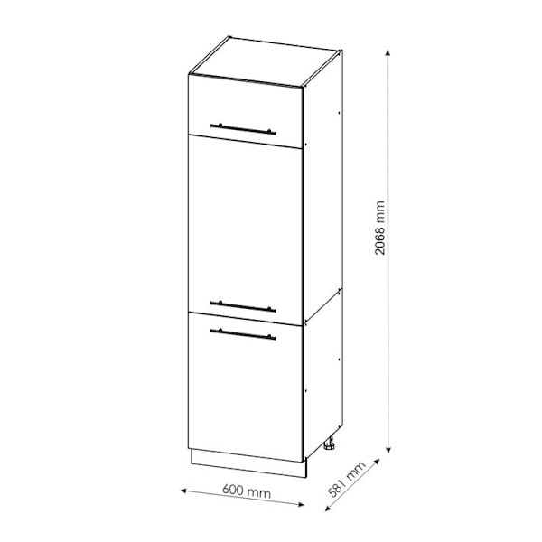 Fame-Line jääkaappikaappi, 60 cm, kiiltävä valkoinen, Vicco