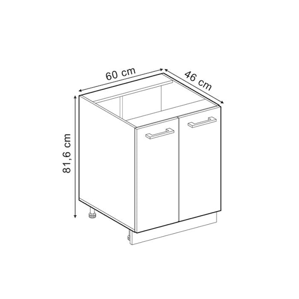 Vicco R-Line köksunderdel, Svart betong, 60 cm utan bänkskiva Svart betong, antracit