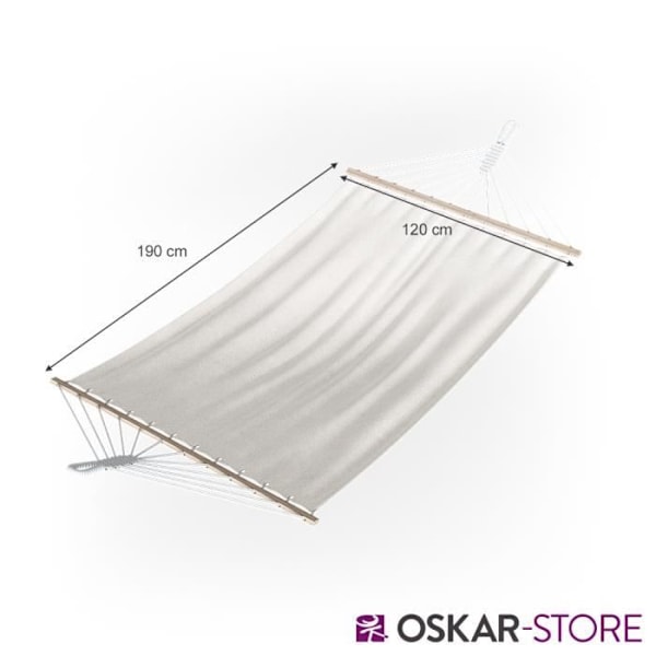 Oskar-Store hängmatta i ren bomull vit 120x190 cm - Trädgårdsmöbler - Naturlig - Lätt att ta isär och tvättbar Vit