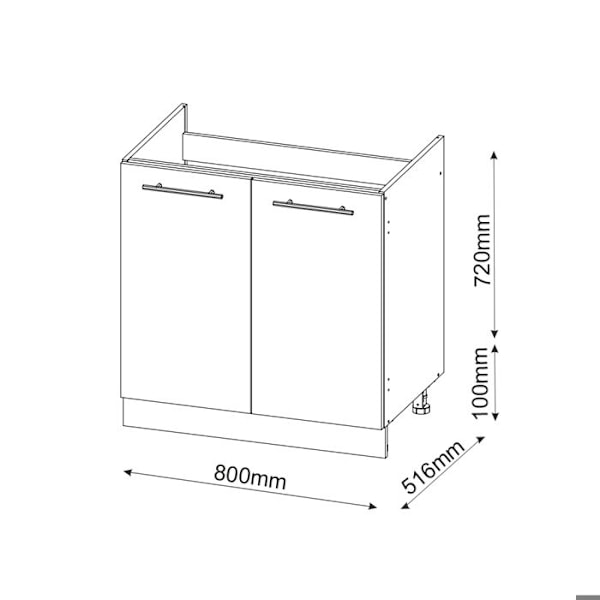 Vicco laveskab under vask Fame-Line, Hvid højglans, 80 cm, PA Antracit Vit Högglans, Antracit