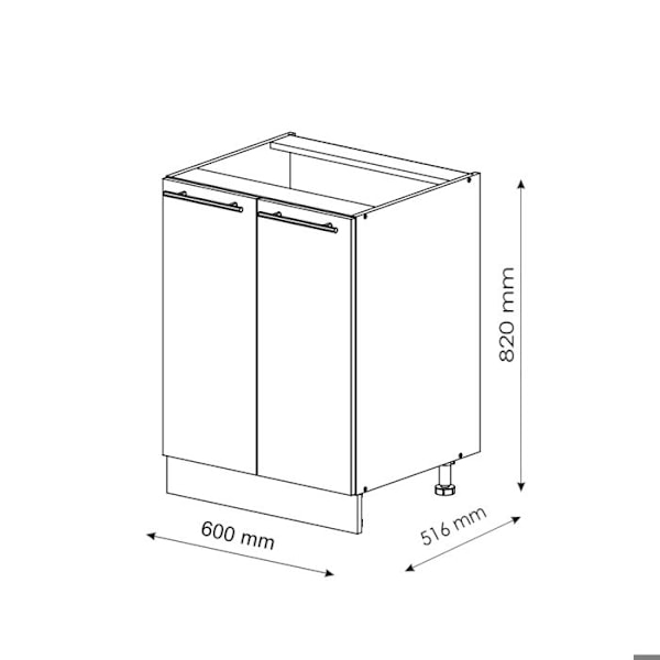 Vicco Fame-Line köksunderdel, vinröd högglans, 60 cm, PA marmor Vinröd Högglans, antracit