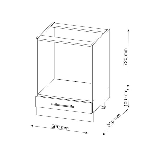 Vicco Fame-Line uunikaappi, kiiltävä musta tammi, 60 cm, PT Marble Blank svart ek, gyllene ek