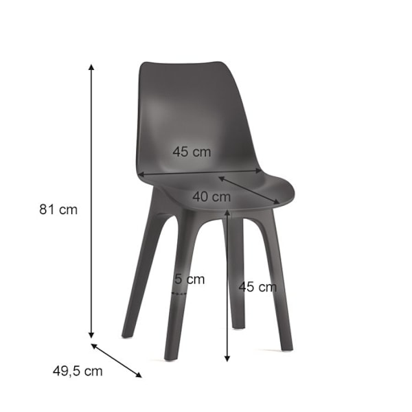 OK-Living Eolo trädgårdsstol, Svart, 45 x 81 cm Set med 2 st Svart