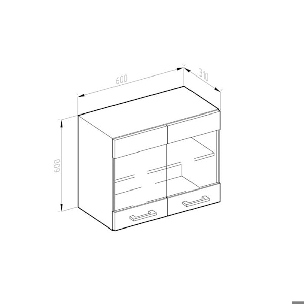 Vicco høj vitrineskabe R-Line, Beton, 60 cm Betong, vit