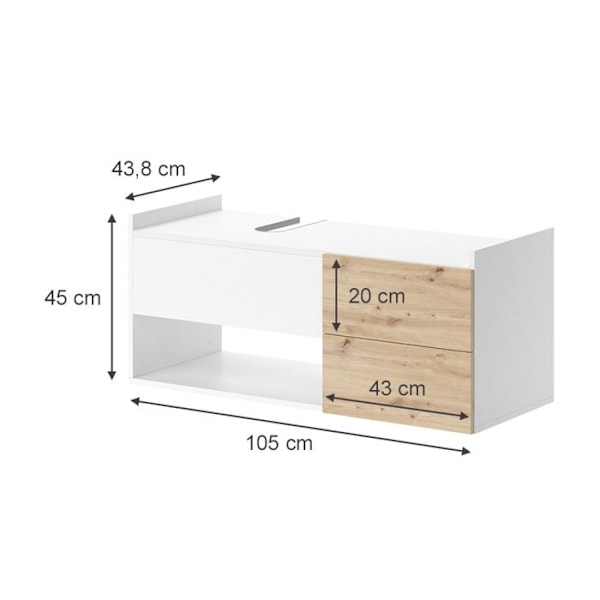 Alf yksi alaosa, 105 x 45 cm, 2 laatikkoa, valkoinen, Vicco Vit