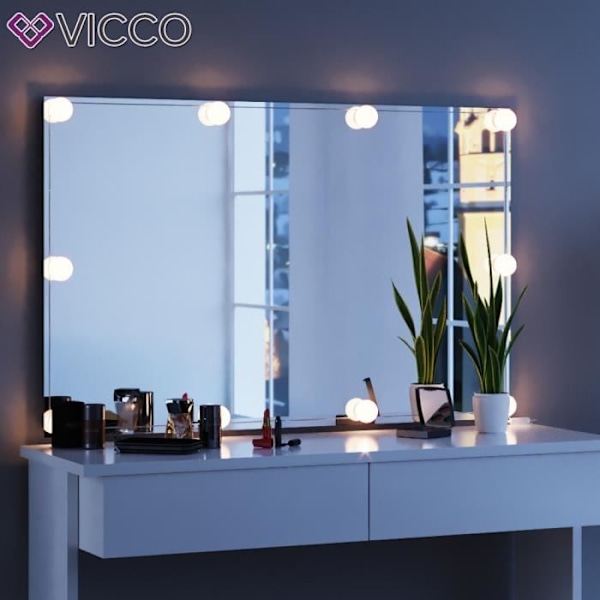 Vicco Azur sminkbord blankvit med LED Vit