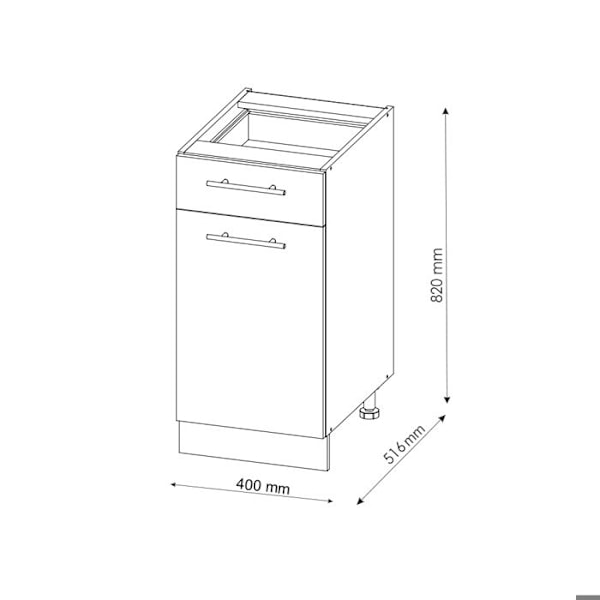 Vicco Fame-Line keittiökaappi, Country valkoinen, 40 cm, PA Marble Country white, antracit