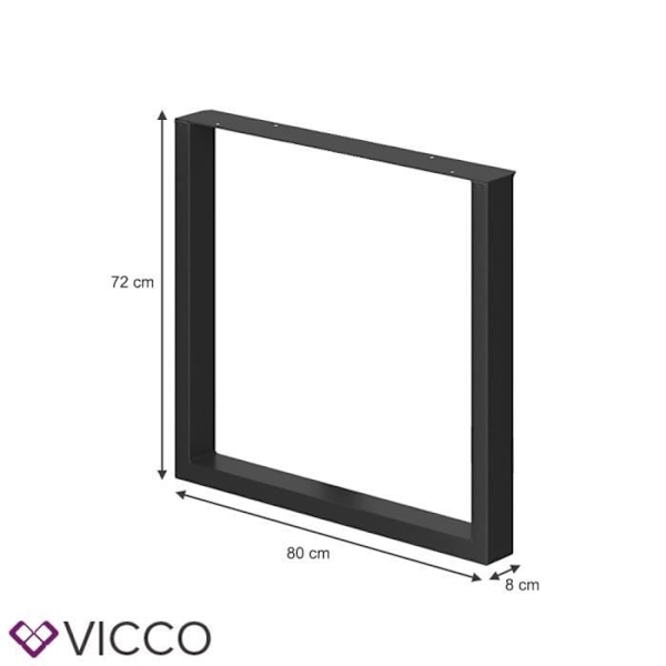 Vicco Bordsben set om 2 72x80 cm matbord Svart Svart