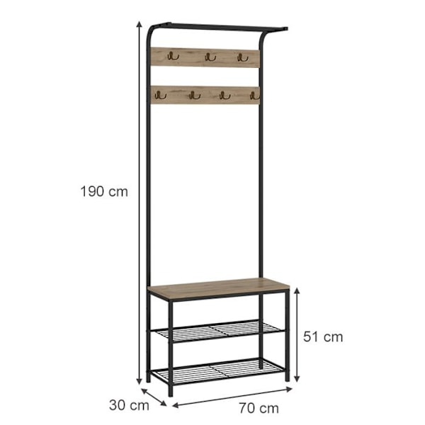 Vicco Fyrk Takkiteline, tammi, 70 x 190 cm Tammi