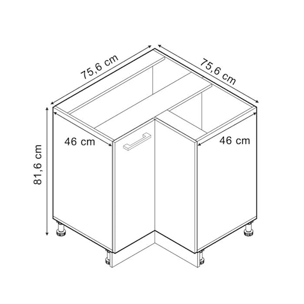 Hörnsoffa R-Line, 75.6 cm, PT Ek, Anthracit Hög glans, Anthracit, Vicco Antracit Högglans, antracit