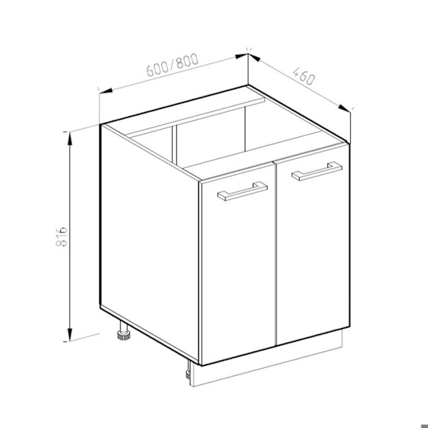 Vicco R-Line köksunderdel, vinröd Högblank, 60 cm, PA antracit Vinröd Högglans, gyllene ek