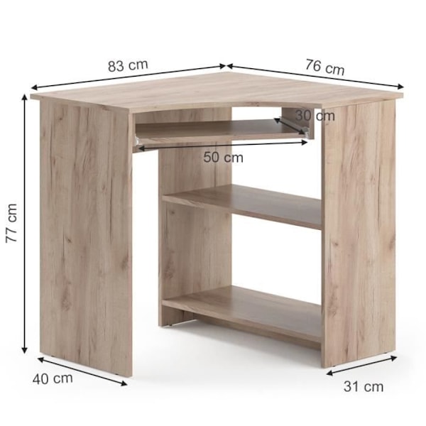 VICCO hörn datorbord - Odin sonoma - Reptålig yta - Modern design Sonoma