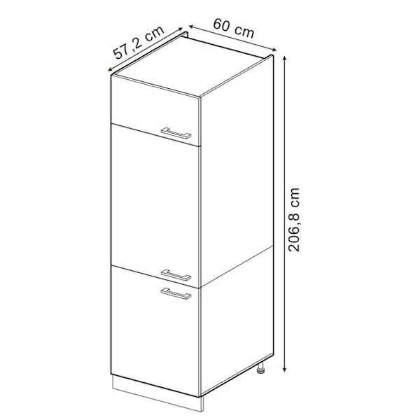 R-Line universalhögskåp, 60 cm med dörrar, Vinröd Högglans, Vicco