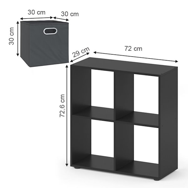 Vicco opbevaringsmøbel cube Tetra, Grå, 72.6 x 72 cm Grå, Grå