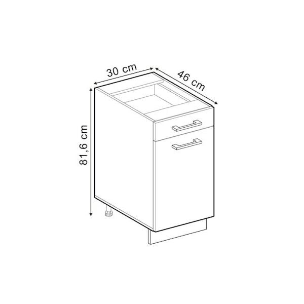 Vicco R-Line köksskåp, Svart Högblank, 30 cm, PA Antracit Svart högglans, antracit