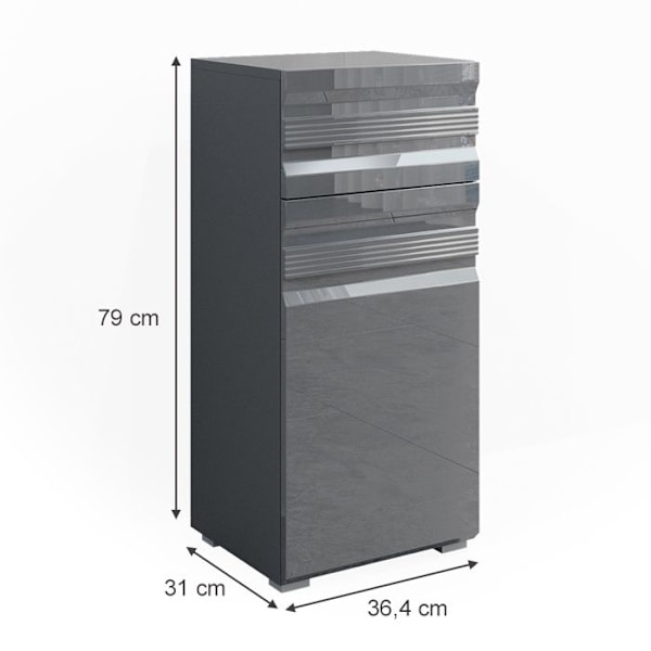 Vicco Freddy badrumsförvaring, antracit Högblank, 36 x 79 cm Antracit Högglans