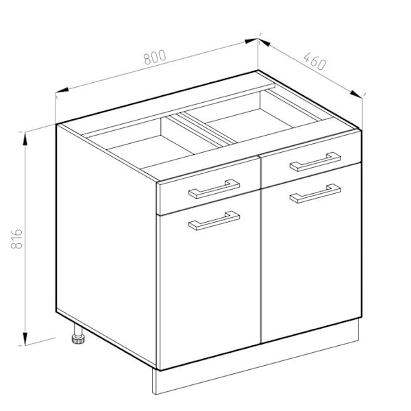 Køkkenmøbel R-Line, 80 cm PT Marmor, Rød, Vicco Röd, antracit