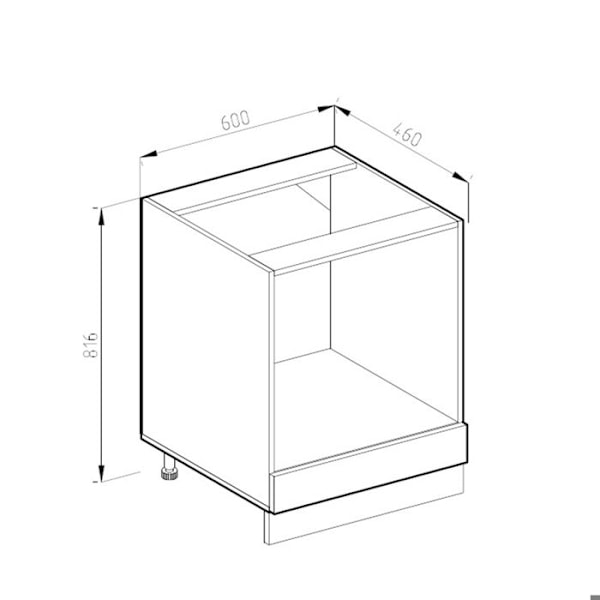 R-Line universell basenhet, 60 cm med stor nisch, utan bänkskiva, Högblank vit, Vicco Vit Högglans, Vit