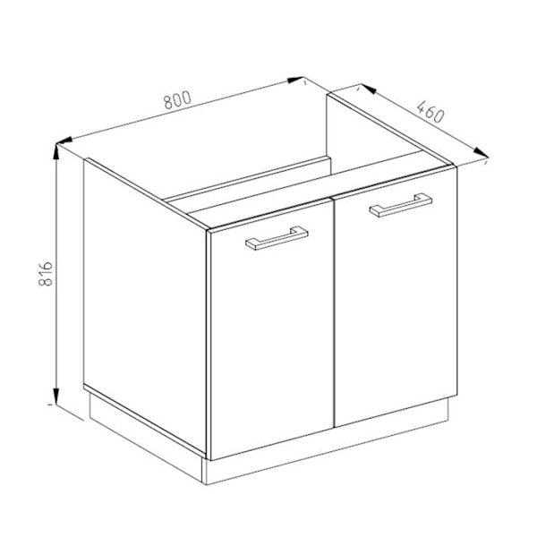 Vicco R-Line underställ diskbänksskåp, Vit, 80 cm, PA Ek Vit, kol