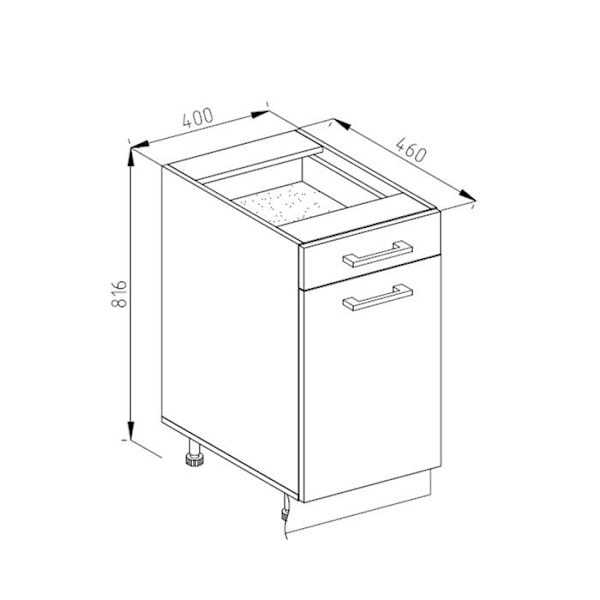 Vicco R-Line keittiökaappi, punainen, 40 cm, PA Antrasiitti Röd, antracit