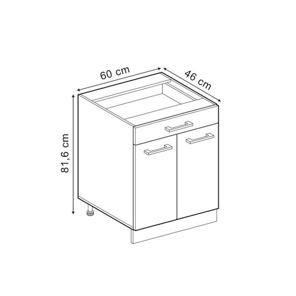 R-Line universell basenhet, 60 cm med lådor, vinröd Högblank, Vicco Vinröd Högglans, Vit