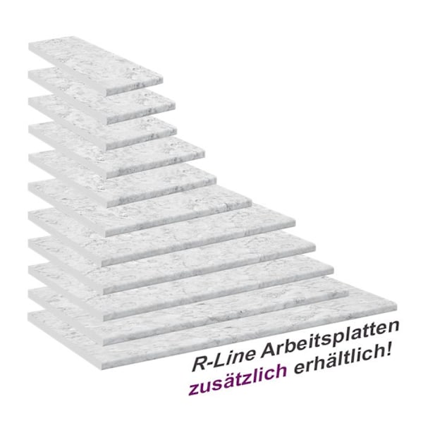 Vicco Køkkenarbejdsplade R-Line, Hvid marmor, 114 cm (velegnet til hjørneskab 87x87) Vit marmor