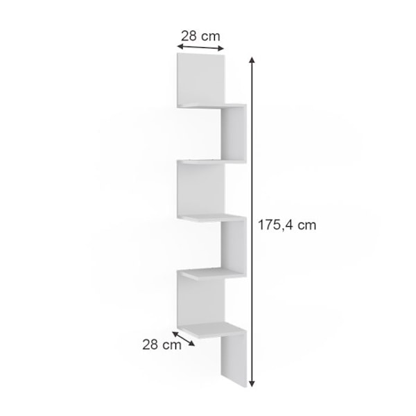 Paolo hörnhylla, 28x175,4cm med 5 fack, Vit, Vicco Vit